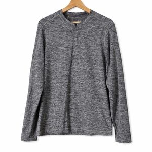 Lululemon Surge Long Sleeve Henley Mens S Gray Space Dye Running Training Shirt